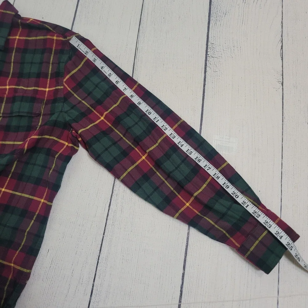 Banana Republic XL Flannel Shirt Mens Burgundy Plaid Corduroy Elbow Patches